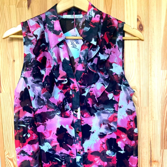 🛍️ 2/$15 🛍️ Dex floral semi-sheer buttonup blouse (S) - Picture 1 of 4